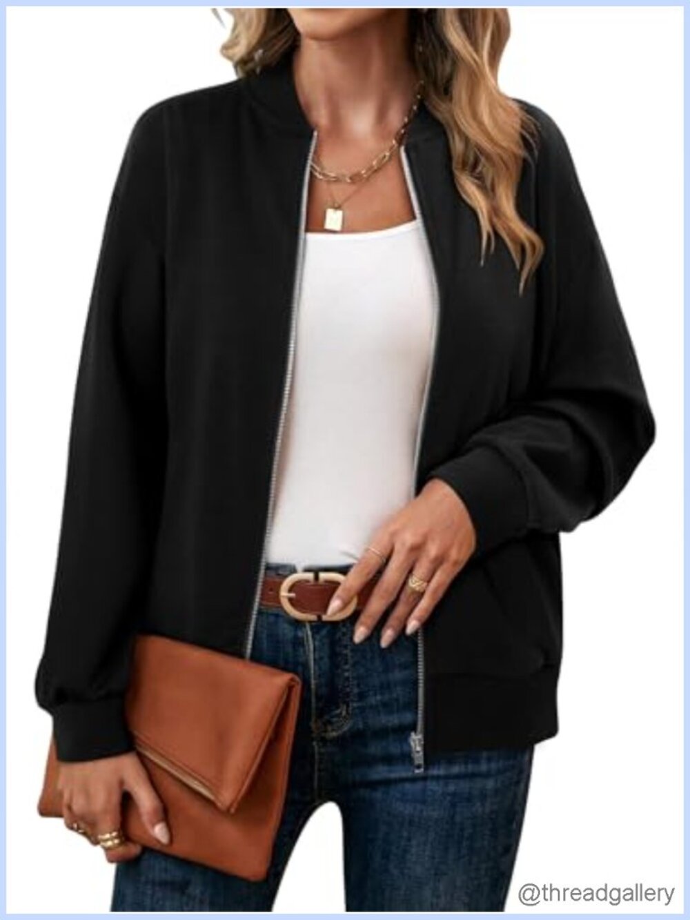 Womens Zip Up Jacket Long Sleeve Coat With Pockets Casual Sweatshirt
